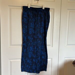 Outerknown Marlow Pant Womens Navy Blue Wide Leg Floral athleisure sporty